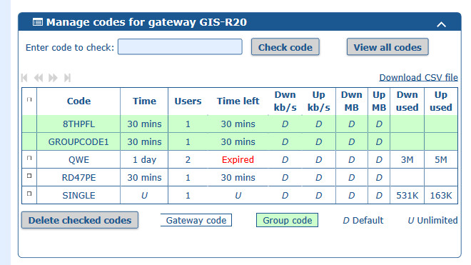 Cloud Selected Codes